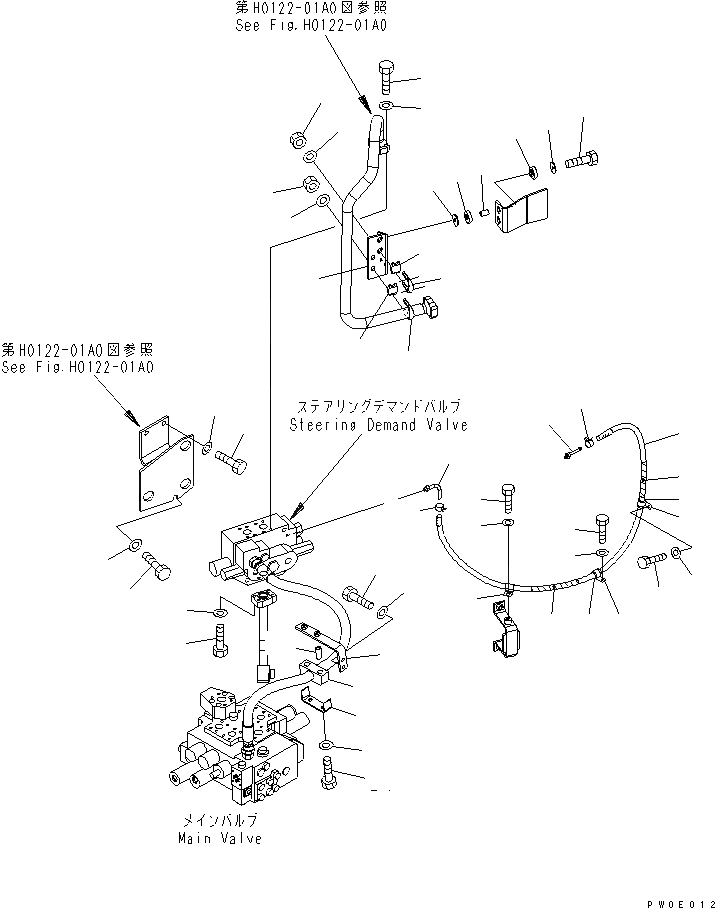 Схема запчастей Komatsu WA380-5-TN - РУЛЕВ. УПРАВЛЕНИЕ DEAMAND КЛАПАН ТРУБЫ MOБЛОКING ГИДРАВЛИКА