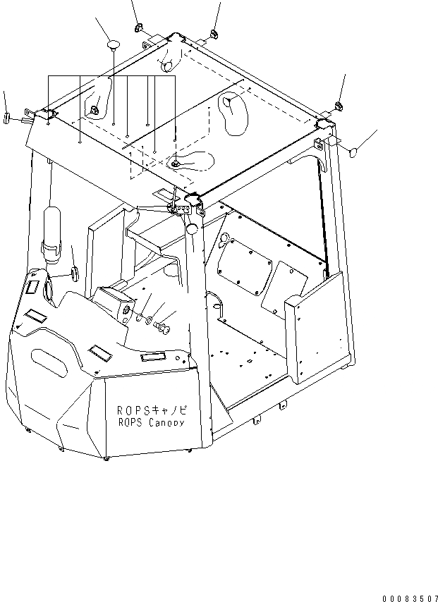 Схема запчастей Komatsu WA380-6 - СИСТЕМА ROPS (КРЫШКА И ПЛАСТИНА)(№-) КАБИНА ОПЕРАТОРА И СИСТЕМА УПРАВЛЕНИЯ