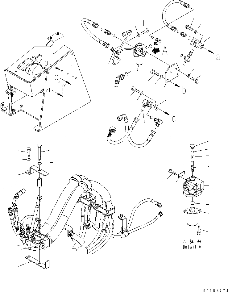 Схема запчастей Komatsu WA380-6 - УПРАВЛЕНИЕ ПОГРУЗКОЙ (PPC ШЛАНГИ) (/) (ДЛЯ MULTI FUNCTION MONO РЫЧАГ И НАВЕСН. ОБОРУД РЫЧАГ)(№-) КАБИНА ОПЕРАТОРА И СИСТЕМА УПРАВЛЕНИЯ