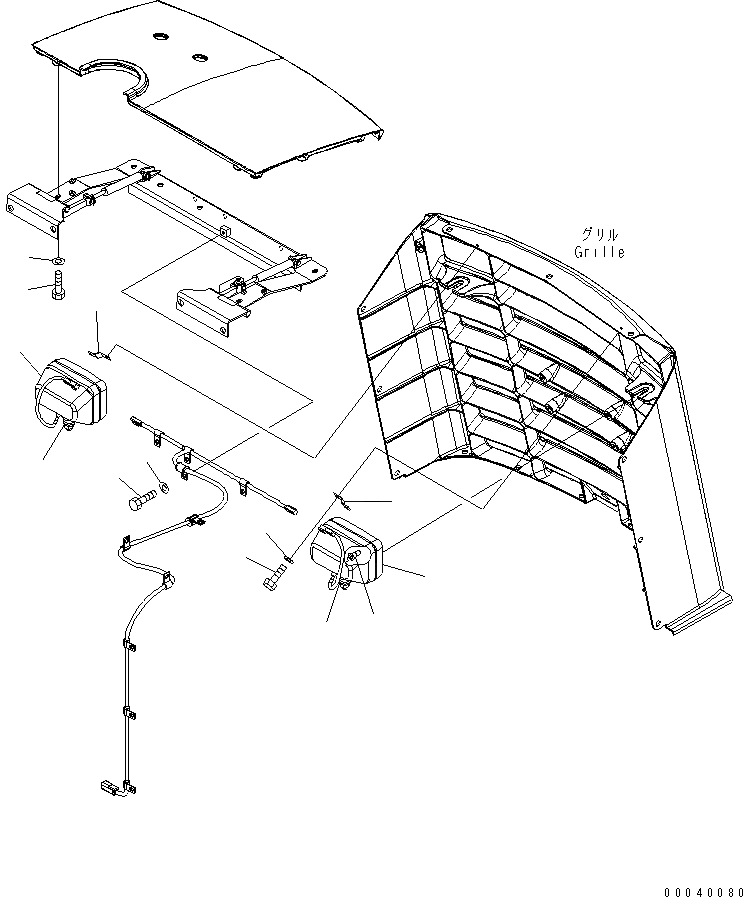 Схема запчастей Komatsu WA380-6 - КАПОТ (ОСВЕЩЕНИЕ И РЕШЕТКА ЭЛЕМЕНТЫ КРЕПЛЕНИЯ)(№-) ЧАСТИ КОРПУСА