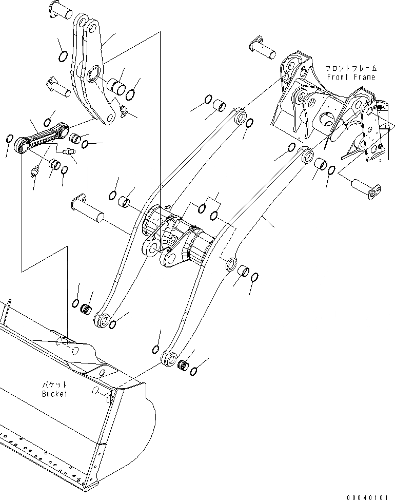 Схема запчастей Komatsu WA380-6 - РУКОЯТЬ И BELL CRANK (ДЛЯ КРОМЕ ЯПОН.)(№-) РАБОЧЕЕ ОБОРУДОВАНИЕ