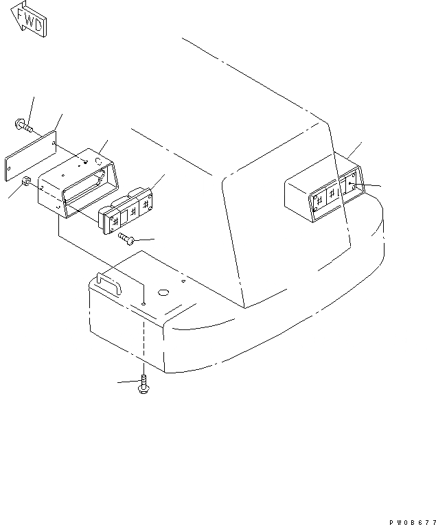 Схема запчастей Komatsu WA380-3 - КОРПУС АККУМУЛЯТОРА (ЗАДН. ФОНАРИ) (С LICENSE ПЛАСТИНА) ЭЛЕКТРИКА