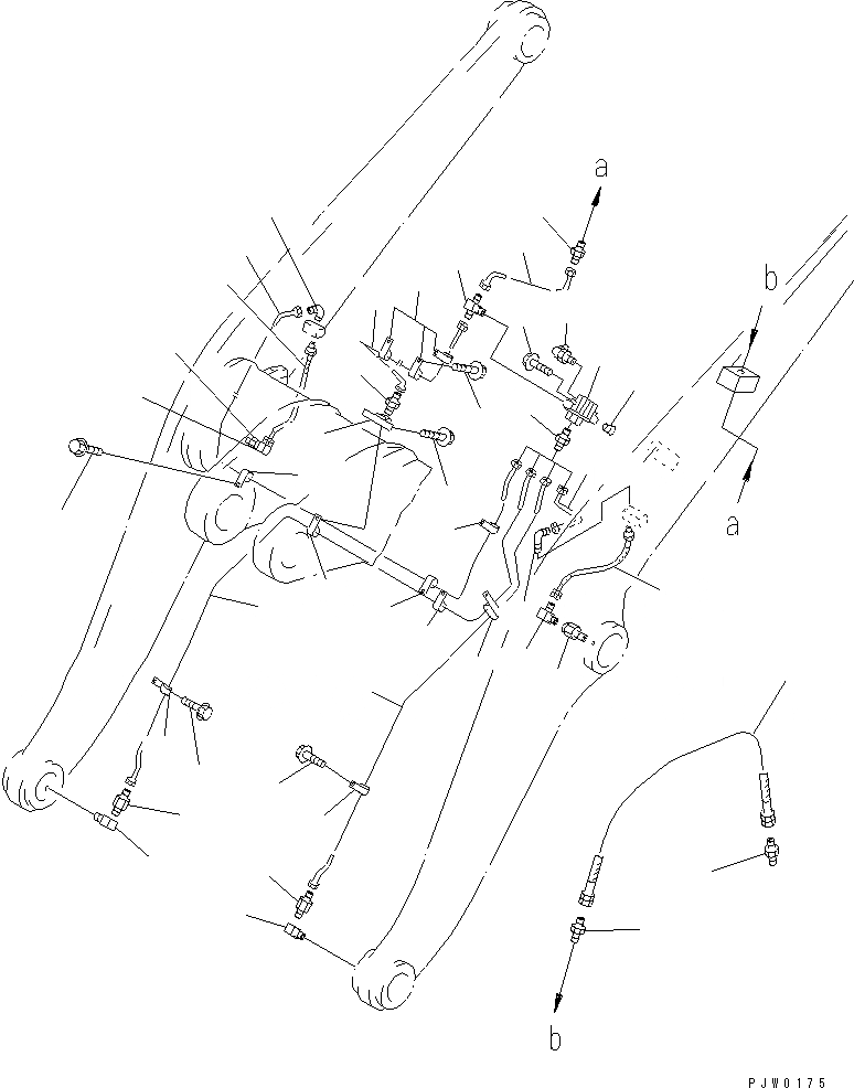 Схема запчастей Komatsu WA380-3 - УДАЛЕННАЯ СМАЗКА (РУКОЯТЬ ЛИНИЯ) (С АВТОМАТИЧ. СМАЗКОЙ СИСТЕМА) ОСНОВНАЯ РАМА И ЕЕ ЧАСТИ