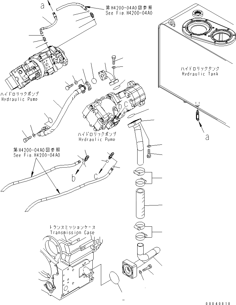 Схема запчастей Komatsu WA380-6 - ГИДР. НАСОС. (ТРАНСМИССИЯ ВСАСЫВ. И ЛИНИЯ ПОДАЧИ)(№-) ГИДРАВЛИКА