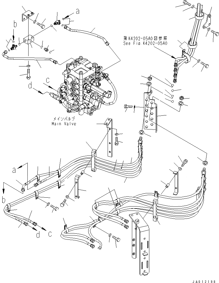 Схема запчастей Komatsu WA380-6 - ГИДРОЛИНИЯ (ПЕРЕДН. PPC ТРУБЫ) (ДЛЯ 4-Х СЕКЦИОНН. УПРАВЛЯЮЩ. КЛАПАН)(№-) ГИДРАВЛИКА