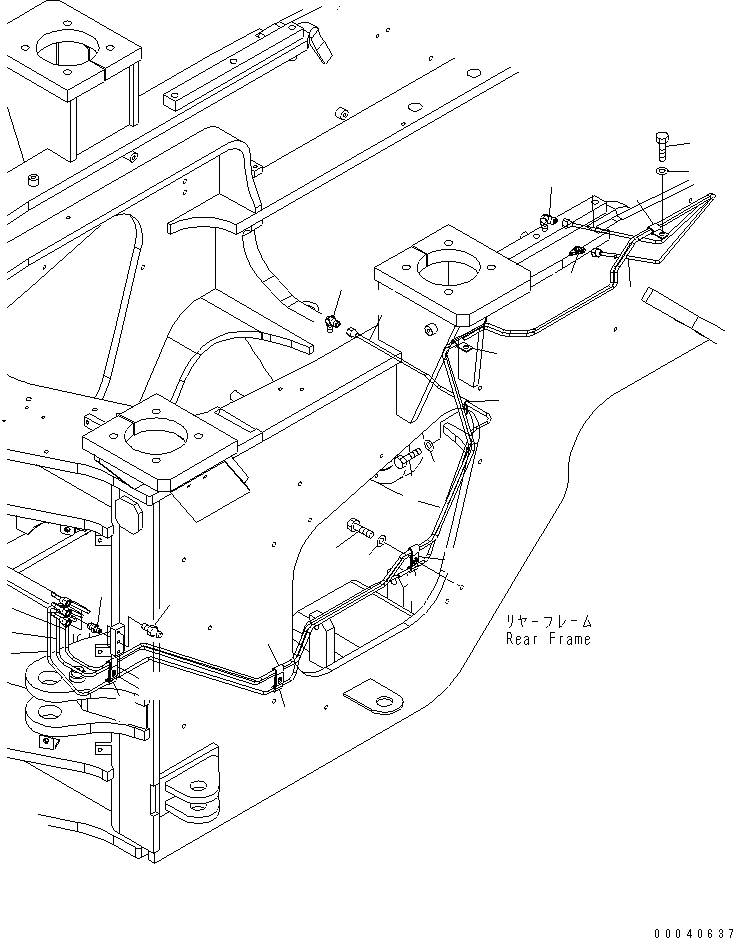 Схема запчастей Komatsu WA380-6 - УДАЛЕННАЯ СМАЗКА (ЗАДН. ТРУБКА)(№-) ОСНОВНАЯ РАМА И ЕЕ ЧАСТИ