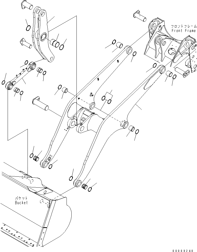 Схема запчастей Komatsu WA380-6 - РУКОЯТЬ И BELL CRANK (ДЛЯ HI LIFT И АВТОМАТИЧ. СМАЗ.)(№-) РАБОЧЕЕ ОБОРУДОВАНИЕ