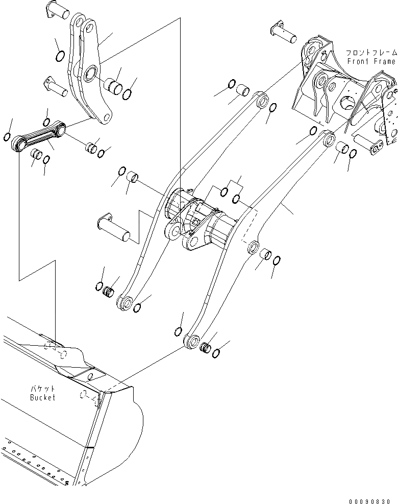 Схема запчастей Komatsu WA380-6 - РУКОЯТЬ И BELL CRANK (ДЛЯ АВТОМАТИЧ. СМАЗ.)(№-) РАБОЧЕЕ ОБОРУДОВАНИЕ