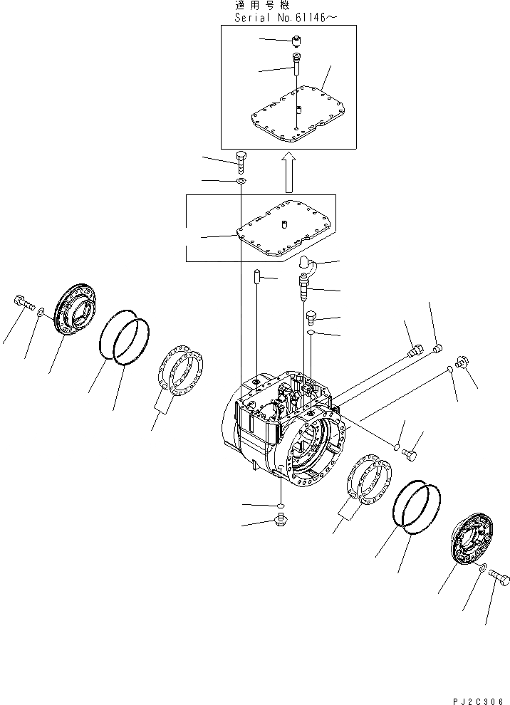 Схема запчастей Komatsu WA380-5 - ПЕРЕДНИЙ МОСТ (КОЖУХ МОСТА АКСЕССУАРЫ) СИЛОВАЯ ПЕРЕДАЧА