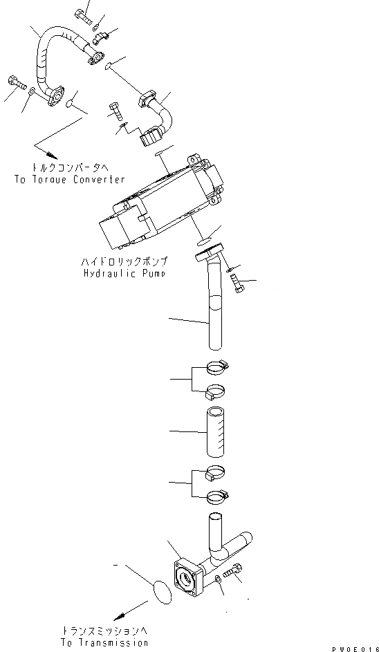 Схема запчастей Komatsu WA380-5 - ГИДР. НАСОС. (ТРАНСМИССИЯ ВСАСЫВ. И ЛИНИЯ ПОДАЧИ) ГИДРАВЛИКА