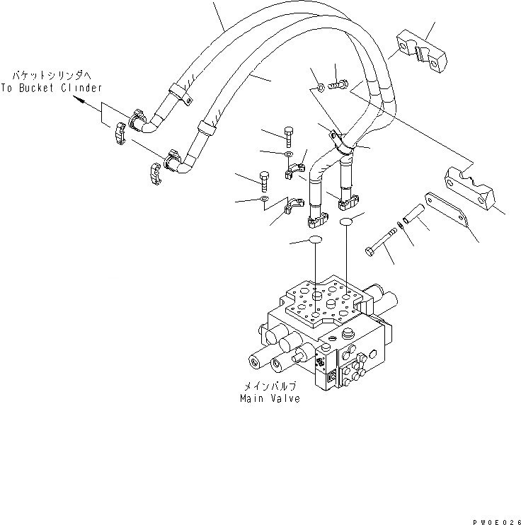 Схема запчастей Komatsu WA380-5 - ГИДРОЛИНИЯ (ЛИНИЯ ГИДРОЦИЛИНДРА КОВША) ГИДРАВЛИКА