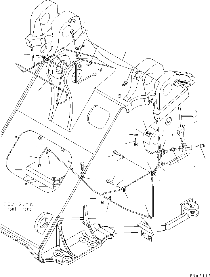 Схема запчастей Komatsu WA380-5 - УДАЛЕННАЯ СМАЗКА (ПЕРЕДН. ТРУБКА) ОСНОВНАЯ РАМА И ЕЕ ЧАСТИ