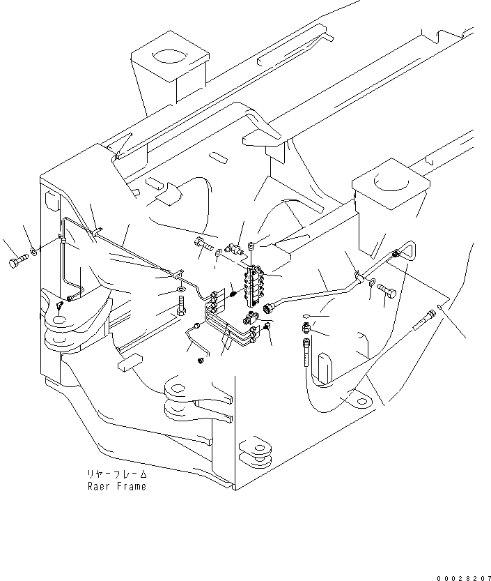 Схема запчастей Komatsu WA380-5 - УДАЛЕННАЯ СМАЗКА (ПЕРЕДНЯЯ РАМА) (С АВТОМАТИЧ. СМАЗКОЙ) ОСНОВНАЯ РАМА И ЕЕ ЧАСТИ