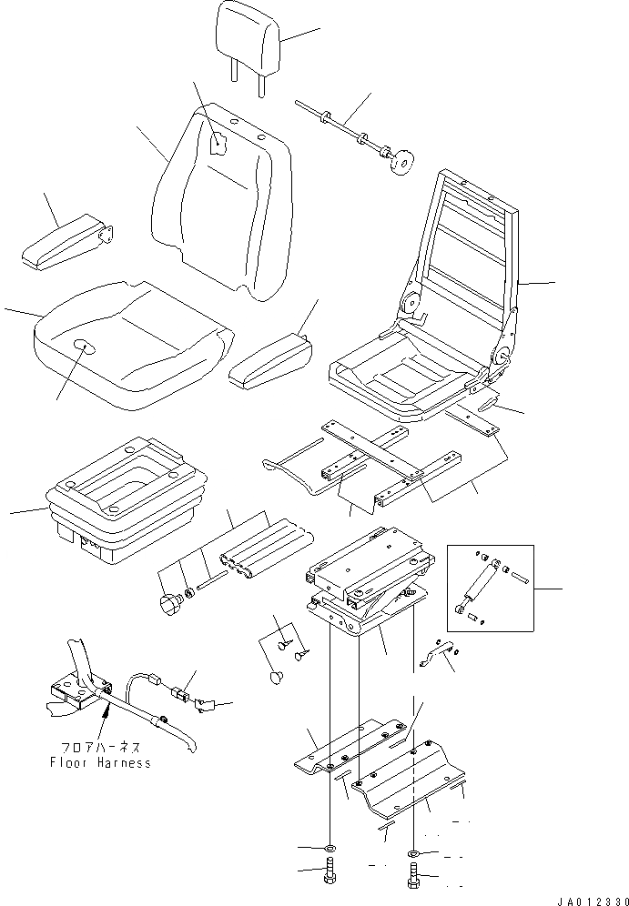Схема запчастей Komatsu WA380-5 - СИДЕНЬЕ ОПЕРАТОРА (С ВОЗД. ПОДВЕСКОЙ С ОТКИДН. СПИНКОЙ) (KAB) (ТКАНЬ) КАБИНА ОПЕРАТОРА И СИСТЕМА УПРАВЛЕНИЯ