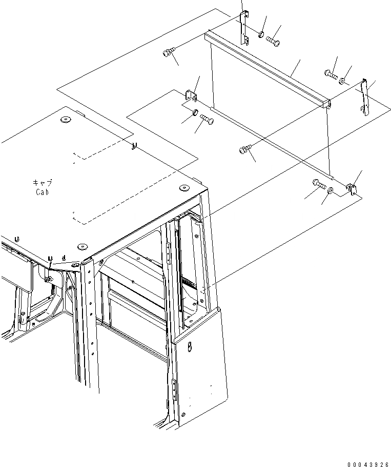 Схема запчастей Komatsu WA380-5 - КОЗЫРЕК ОТ СОЛНЦА. КАБИНА ОПЕРАТОРА И СИСТЕМА УПРАВЛЕНИЯ