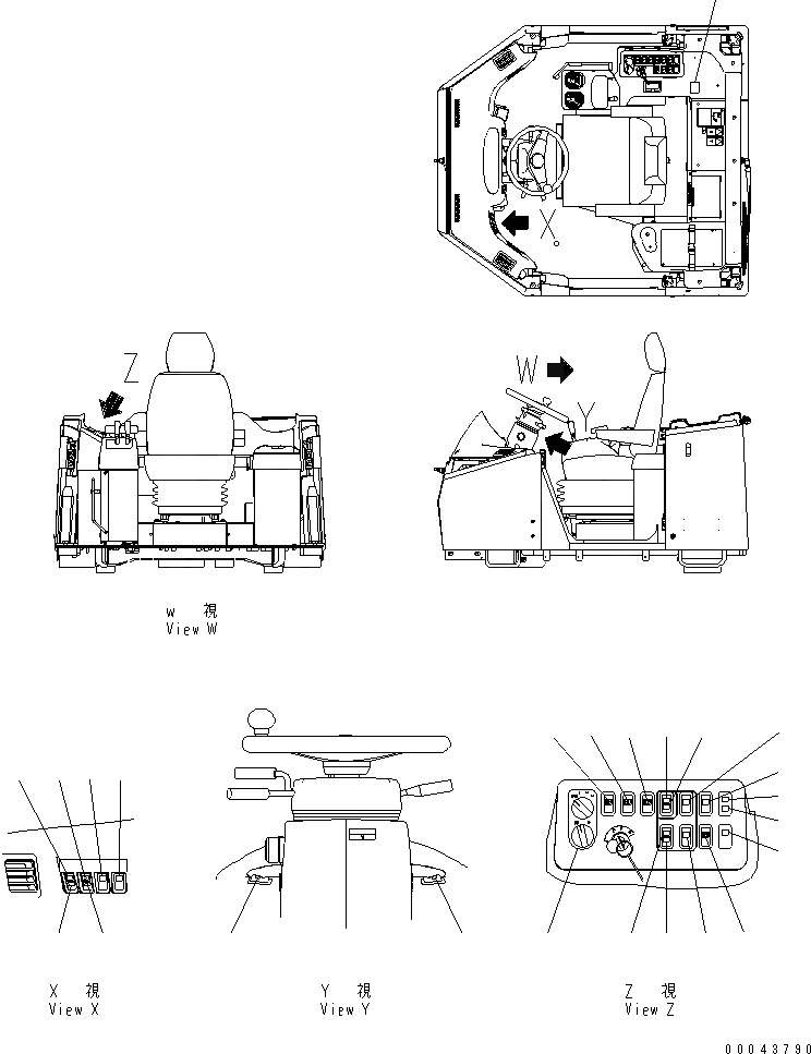 Схема запчастей Komatsu WA380-5 - ОСНОВН. КОНСТРУКЦИЯ (ТАБЛИЧКИ) (ДЛЯ MULTI FUNCTION MONO РЫЧАГ) КАБИНА ОПЕРАТОРА И СИСТЕМА УПРАВЛЕНИЯ