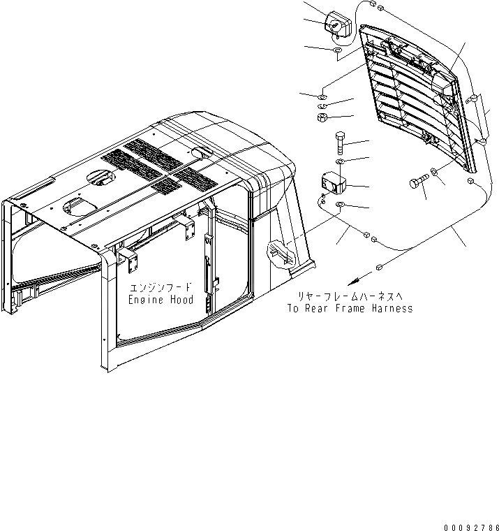 Схема запчастей Komatsu WA380-5 - КАПОТ (BACK СИГНАЛИЗ-Я И ОСВЕЩЕНИЕ) ЧАСТИ КОРПУСА
