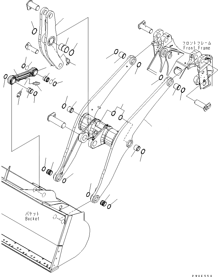 Схема запчастей Komatsu WA380-5 - РУКОЯТЬ И BELL CRANK (АВТОМАТИЧ. СМАЗ.) РАБОЧЕЕ ОБОРУДОВАНИЕ