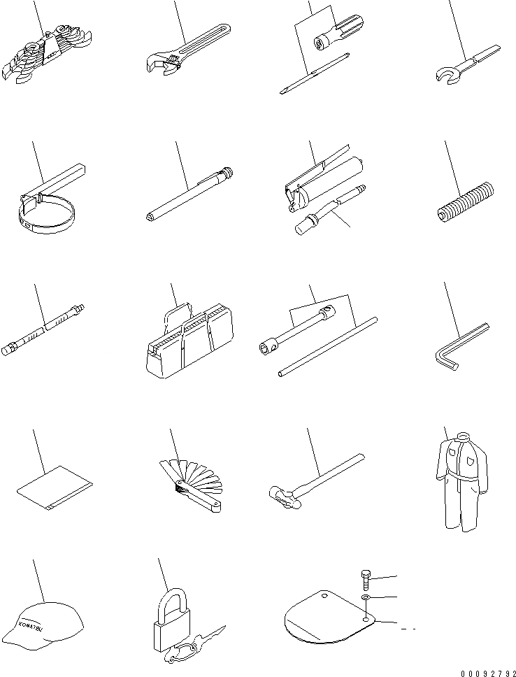 Схема запчастей Komatsu WA380-5 - ИНСТРУМЕНТ (С OVERALL И КРЫШКА¤ WRENCH ДЛЯ КОЛЕСА ВТУЛКА БОЛТ И ЗАЩИТА ОТ ВАНДАЛИЗМА) АКСЕССУАРЫ И ИНСТРУМЕНТ