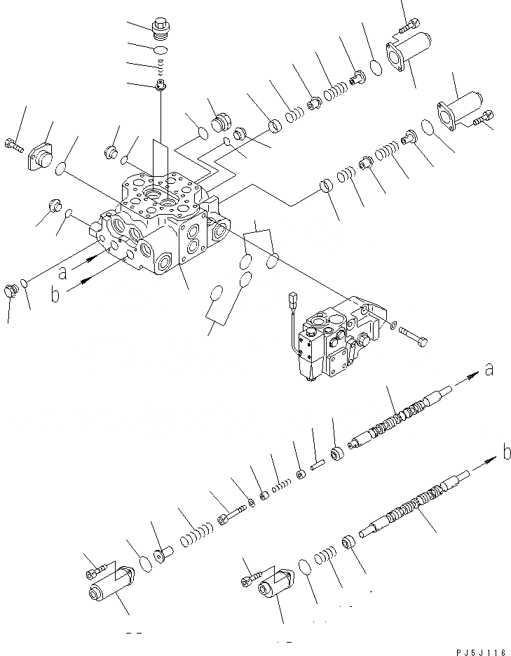 Схема запчастей Komatsu WA380-5 - КОНТРОЛЬНЫЙ КЛАПАН (2-Х СЕЦИОНН.) (/) (С КЛАПАН EPC) ОСНОВН. КОМПОНЕНТЫ И РЕМКОМПЛЕКТЫ