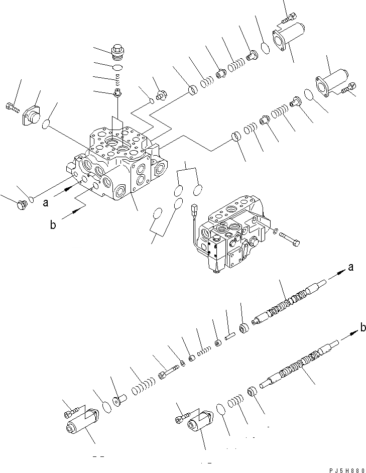 Схема запчастей Komatsu WA380-5 - УПРАВЛЯЮЩ. КЛАПАН (3-Х СЕКЦИОНН.) (/) ОСНОВН. КОМПОНЕНТЫ И РЕМКОМПЛЕКТЫ