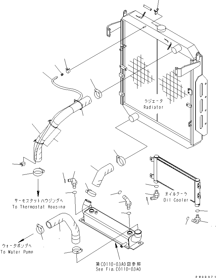 Схема запчастей Komatsu WA380-5 - РАДИАТОР (СИСТЕМА ТРУБ РАДИАТОРА) СИСТЕМА ОХЛАЖДЕНИЯ