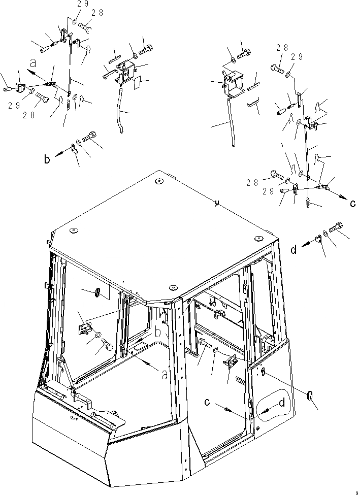 Схема запчастей Komatsu WA380-5 - КАБИНА ROPS (ДВЕРЬ РЫЧАГ КОМПОНЕНТЫ) КАБИНА ОПЕРАТОРА И СИСТЕМА УПРАВЛЕНИЯ