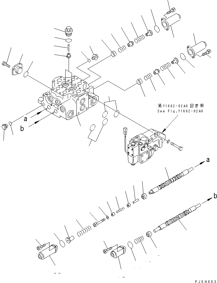 Схема запчастей Komatsu WA380-5 - КОНТРОЛЬНЫЙ КЛАПАН (2-Х СЕЦИОНН.) (/) (ДЛЯ СОЕДИНИТ. УСТР-ВО) ОСНОВН. КОМПОНЕНТЫ И РЕМКОМПЛЕКТЫ