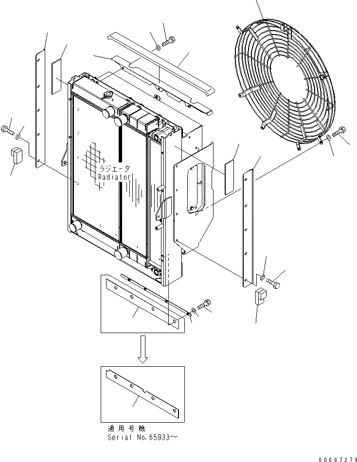 Схема запчастей Komatsu WA380-6 - РАДИАТОР (ЗАЩИТА ВЕНТИЛЯТОРА И ЩИТКИ)(№-) СИСТЕМА ОХЛАЖДЕНИЯ