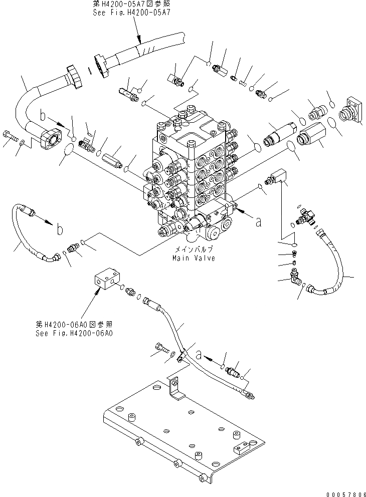 Схема запчастей Komatsu WA380-6 - ОСНОВН. КЛАПАН (ПАТРУБОК) (ДЛЯ 4-Х СЕКЦИОНН. УПРАВЛЯЮЩ. КЛАПАН)(№-) ГИДРАВЛИКА