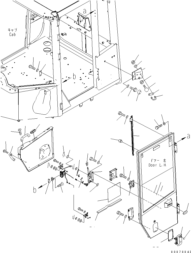 Схема запчастей Komatsu WA380-6 - КАБИНА ROPS (ДВЕРЬ ЛЕВ.) (/)(№-) КАБИНА ОПЕРАТОРА И СИСТЕМА УПРАВЛЕНИЯ