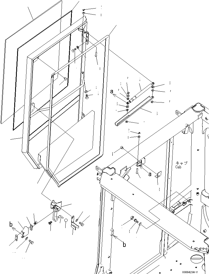Схема запчастей Komatsu WA380-6 - КАБИНА ROPS (ДВЕРЬ ПРАВ.) (ДЛЯ СТЕКЛА) (MONOCOQUE ТИП)(№-) КАБИНА ОПЕРАТОРА И СИСТЕМА УПРАВЛЕНИЯ