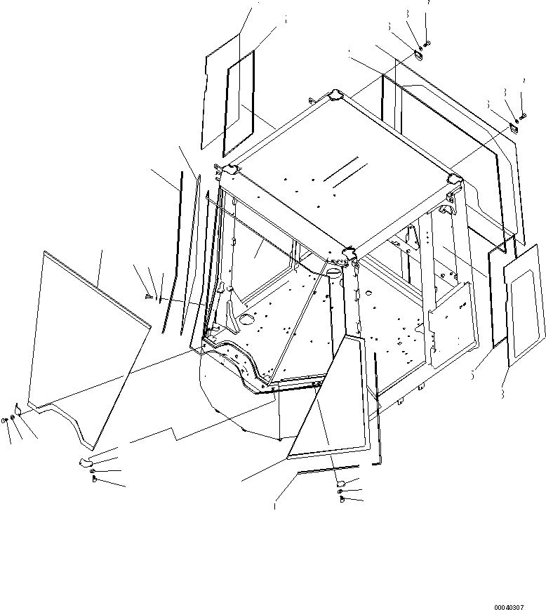 Схема запчастей Komatsu WA380-6 - КАБИНА ROPS (ОКОНН. СТЕКЛА)(№-) КАБИНА ОПЕРАТОРА И СИСТЕМА УПРАВЛЕНИЯ