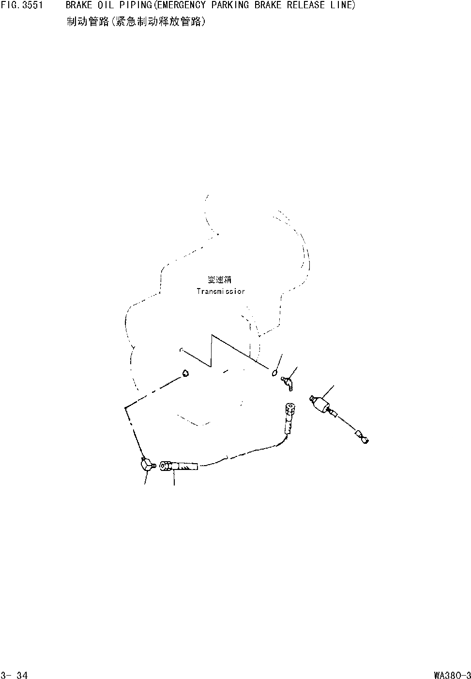 Схема запчастей Komatsu WA380-DZ-3 - ТОРМОЗ. МАСЛОПРОВОДЯЩАЯ ЛИНИЯ(ЛИНИЯ ВЫКЛЮЧЕНИЯ СТОЯНОЧНОГО ТОРМОЗА) [ВЕДУЩ. ВАЛ ДИФФЕРЕНЦ. И КОЛЕСА]