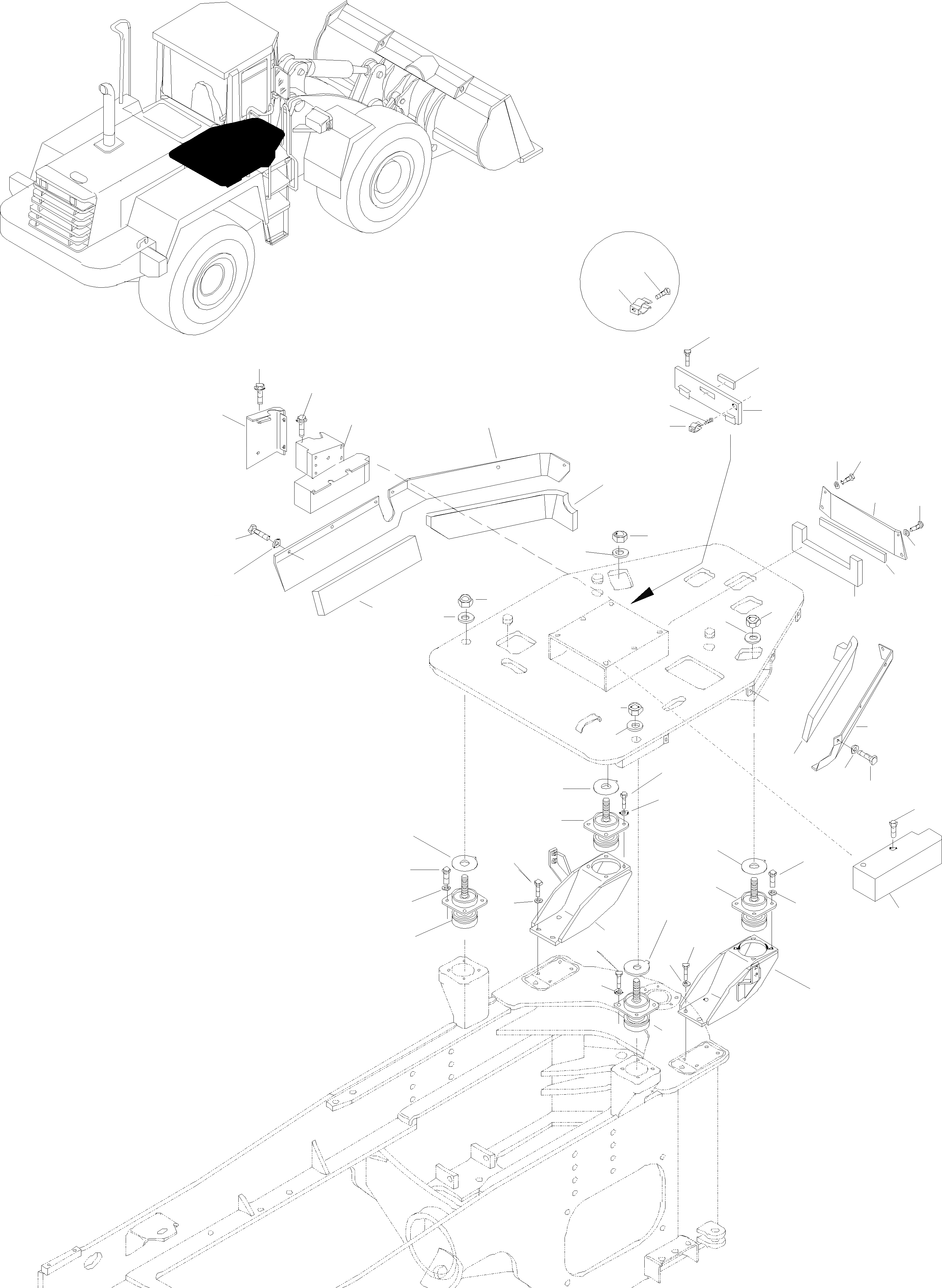 Схема запчастей Komatsu WA380-3 - ПЛАТФОРМА, ATTACHING ЧАСТЬ РАМА