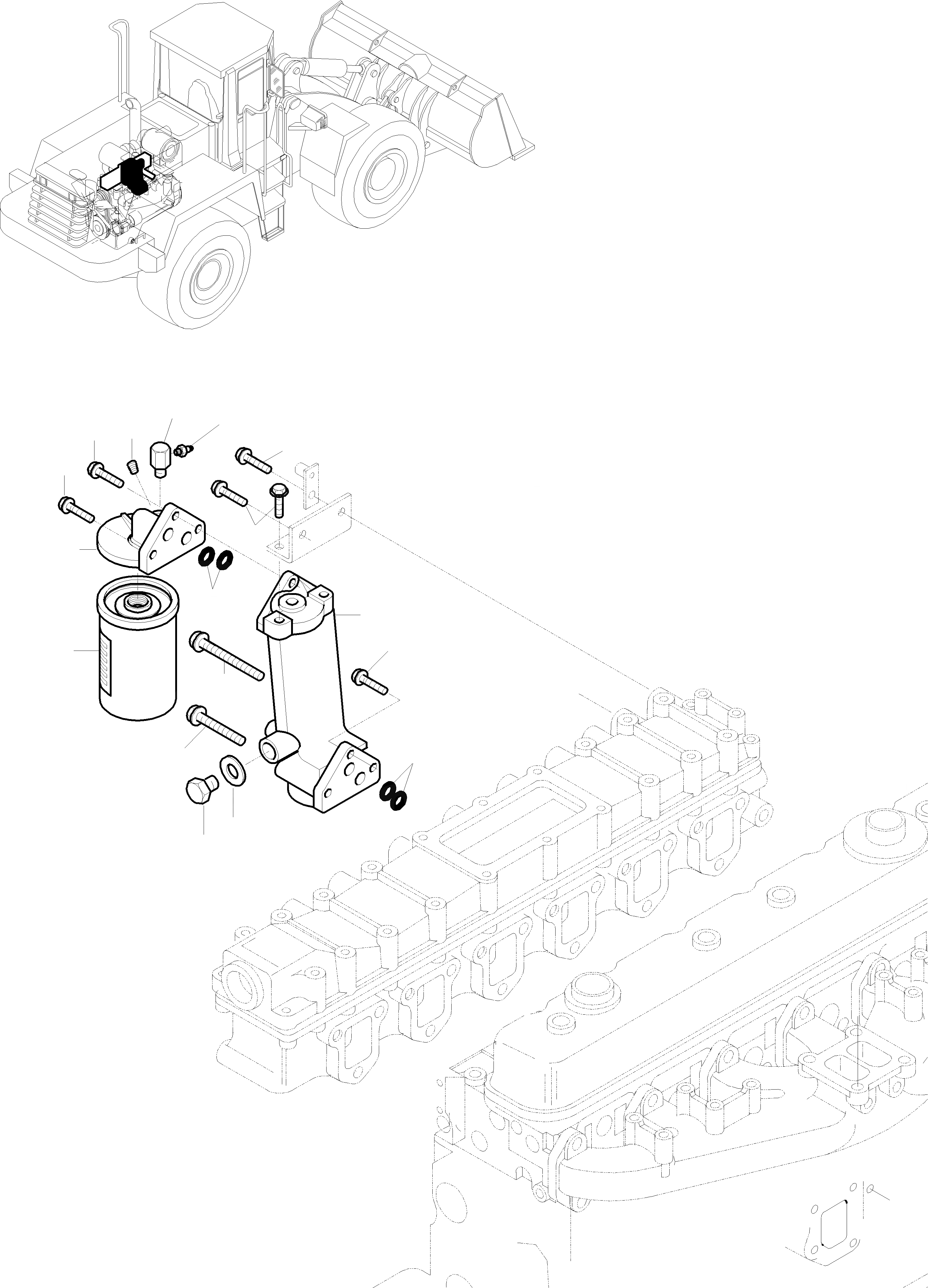 Схема запчастей Komatsu WA380-3 - МАСЛ. ФИЛЬТР ДВИГАТЕЛЬ, КРЕПЛЕНИЕ ДВИГАТЕЛЯ