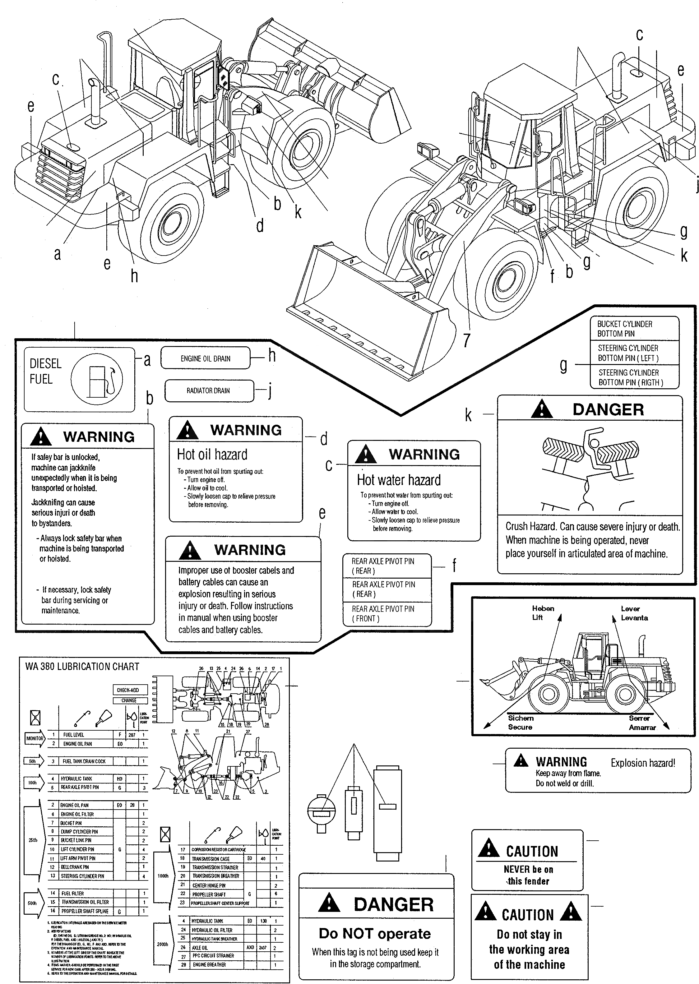 Схема запчастей Komatsu WA380-3 - ТАБЛИЧКИS, АНГЛ. ИНСТРУМЕНТ, АКСЕССУАРЫ, БУКВЕНН.