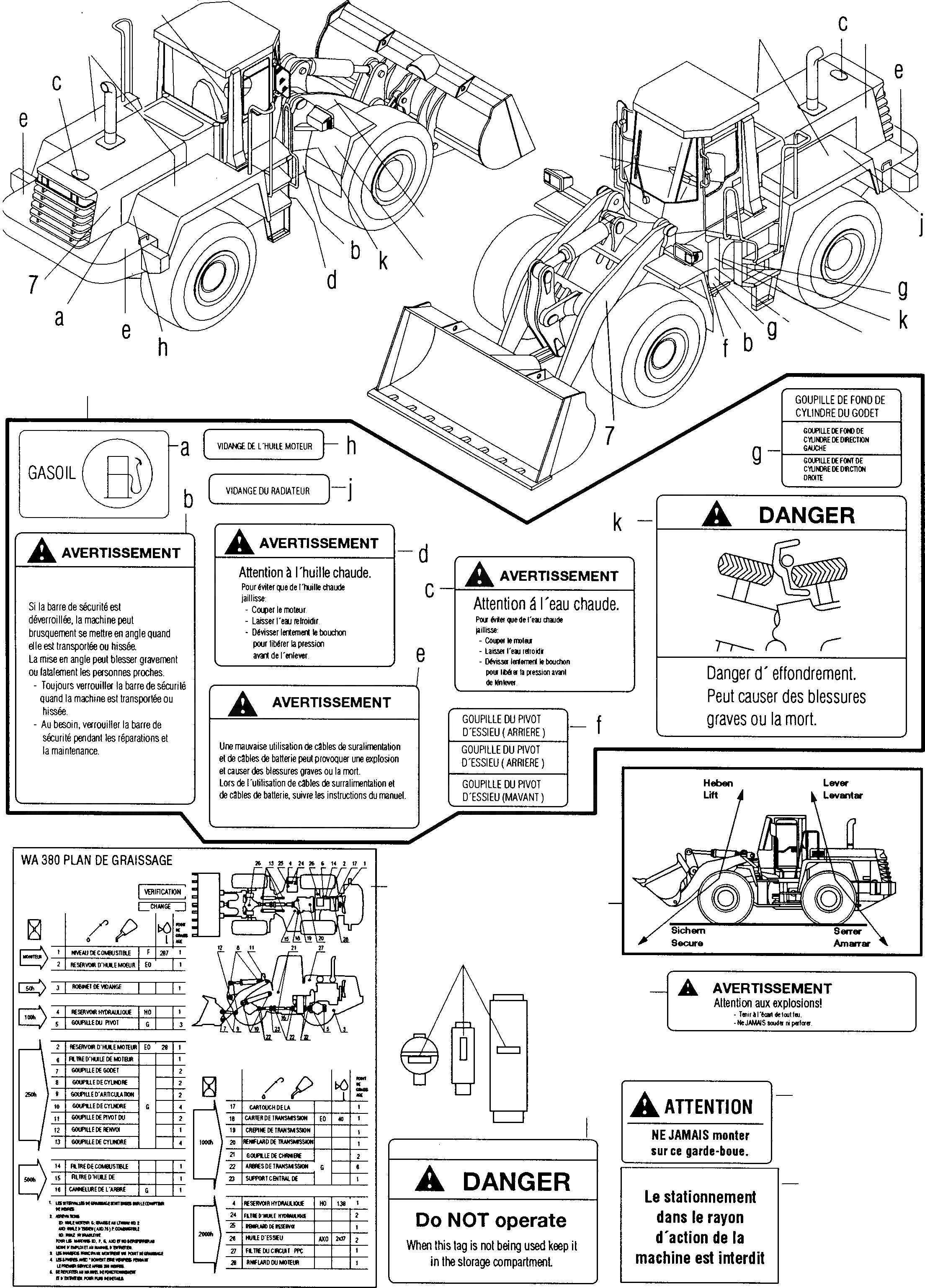 Схема запчастей Komatsu WA380-3 - ТАБЛИЧКИS, ФРАНЦИЯ ИНСТРУМЕНТ, АКСЕССУАРЫ, БУКВЕНН.