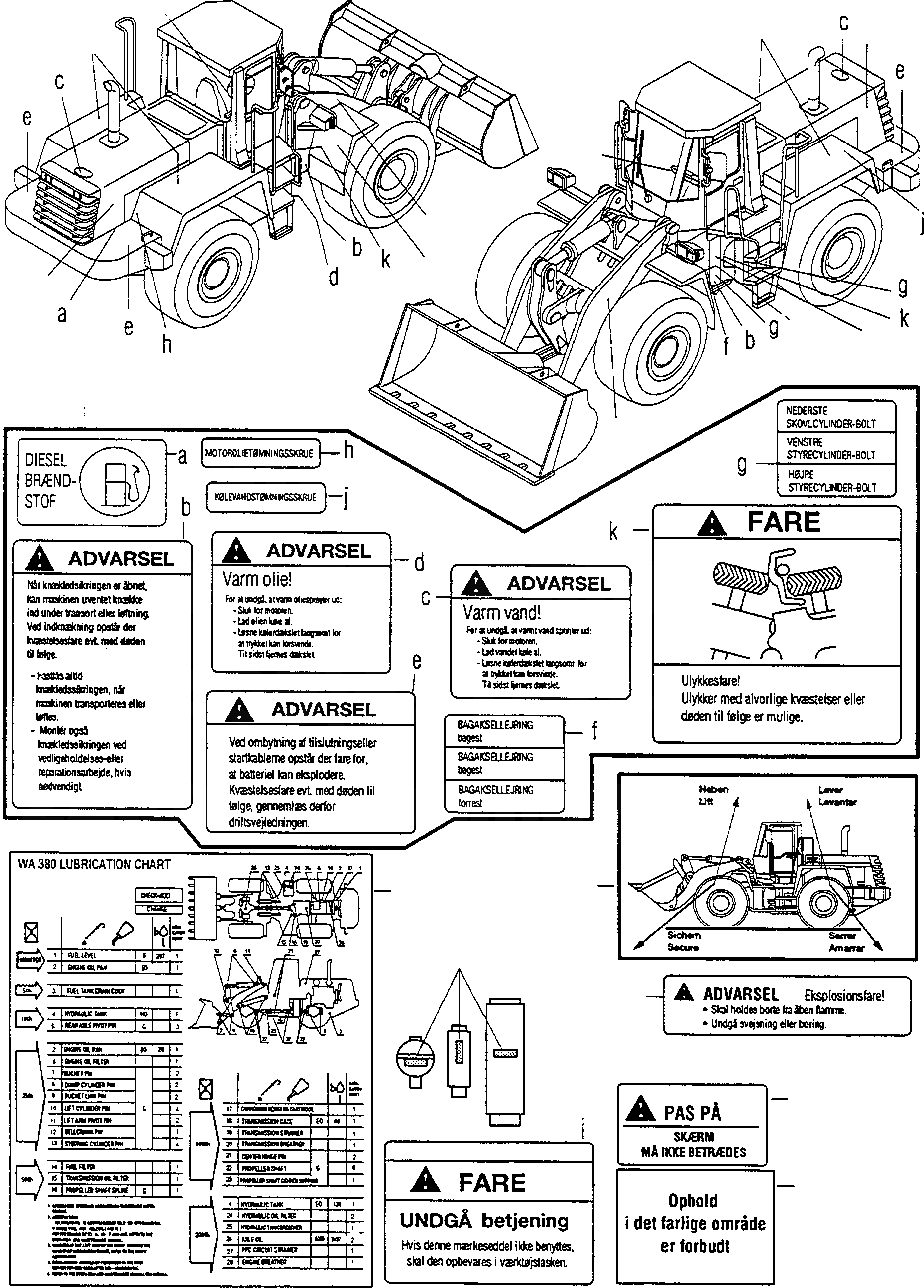 Схема запчастей Komatsu WA380-3 - ТАБЛИЧКИS, DANISH ИНСТРУМЕНТ, АКСЕССУАРЫ, БУКВЕНН.