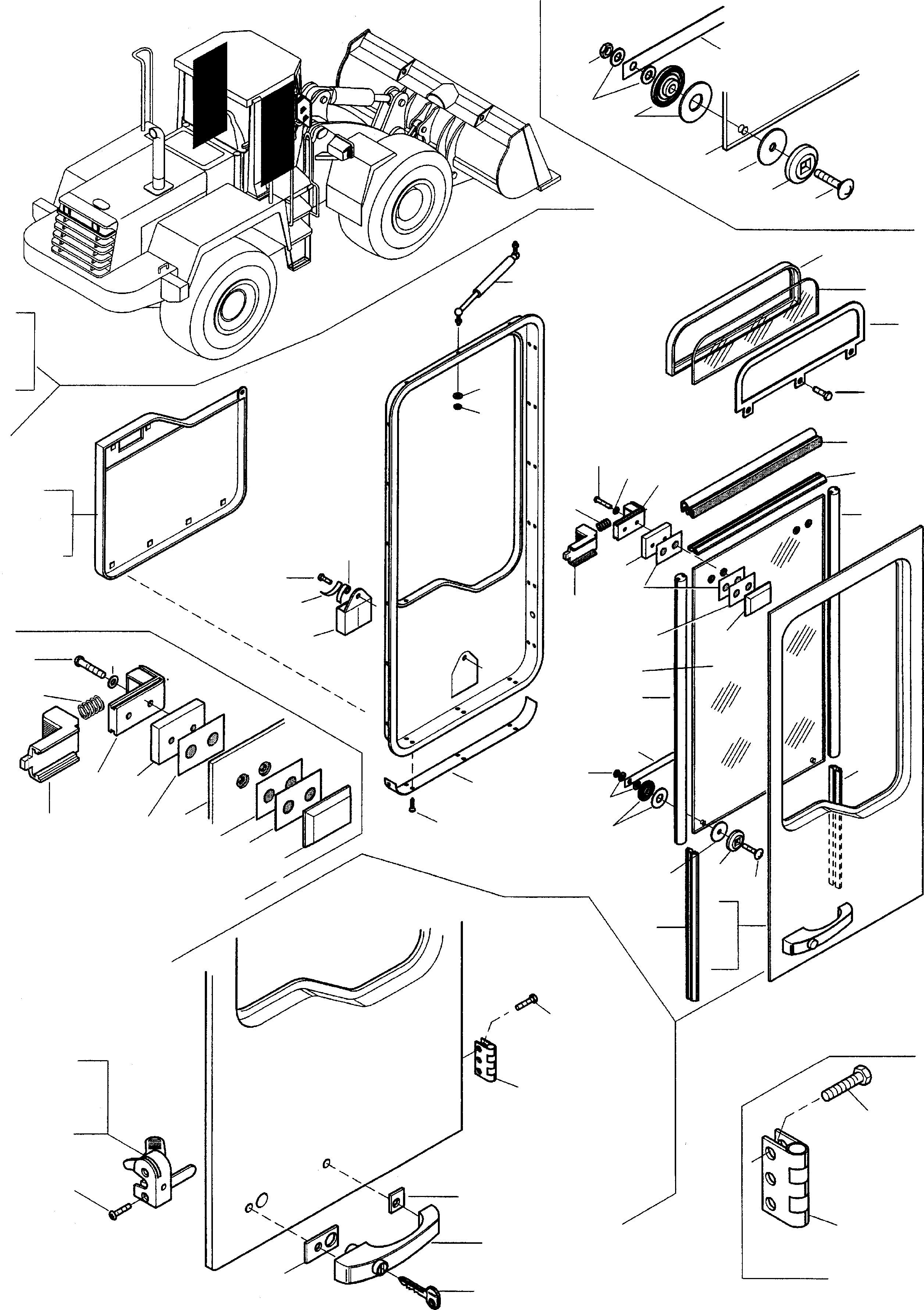 Схема запчастей Komatsu WA380-3 - БЕЗОПАСН. КАБИНА, ДВЕРЬS ПРИВОДRS КАБИНА
