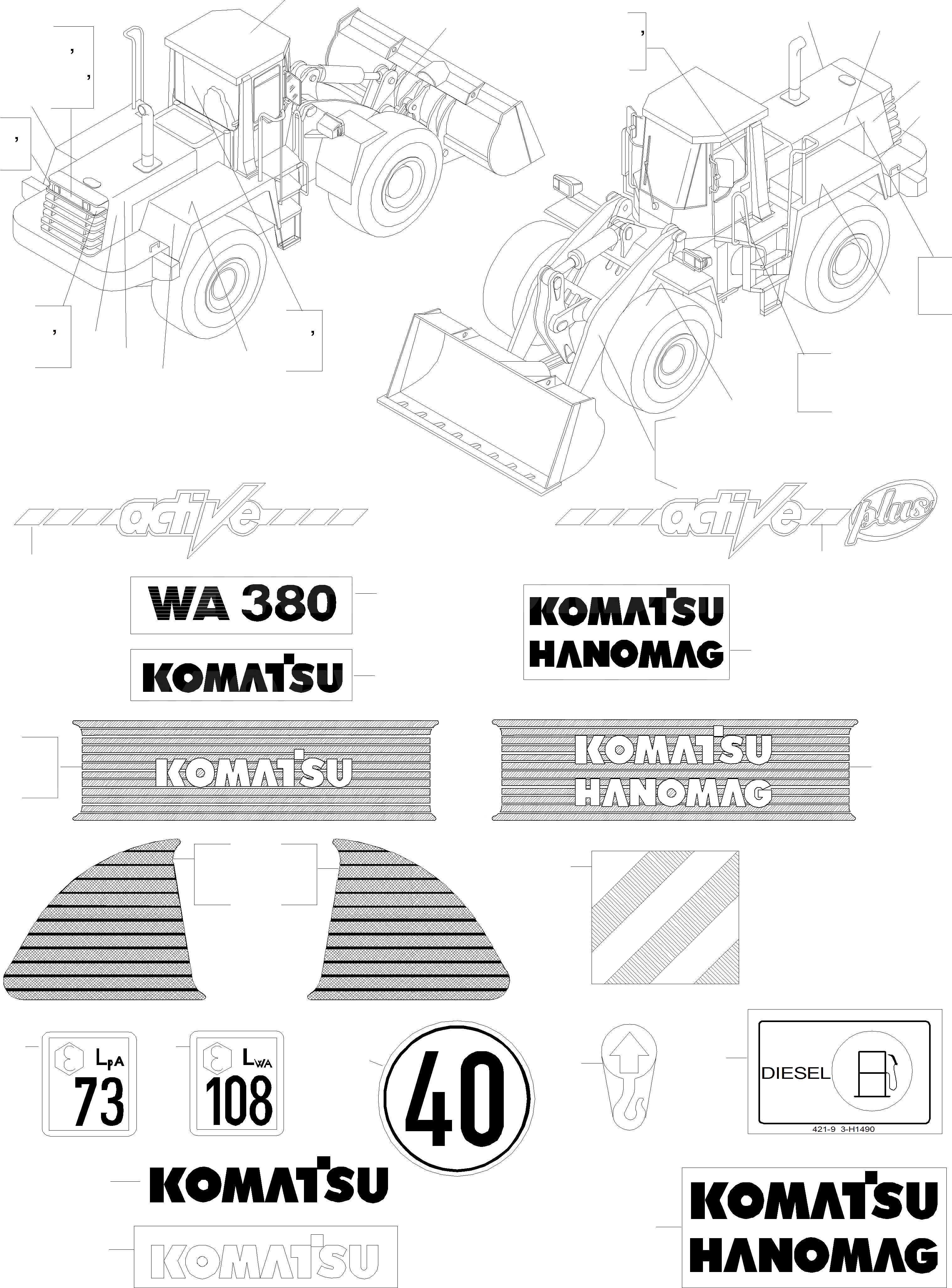 Схема запчастей Komatsu WA380-3 - БУКВЕНН. ИНСТРУМЕНТ, АКСЕССУАРЫ, БУКВЕНН.