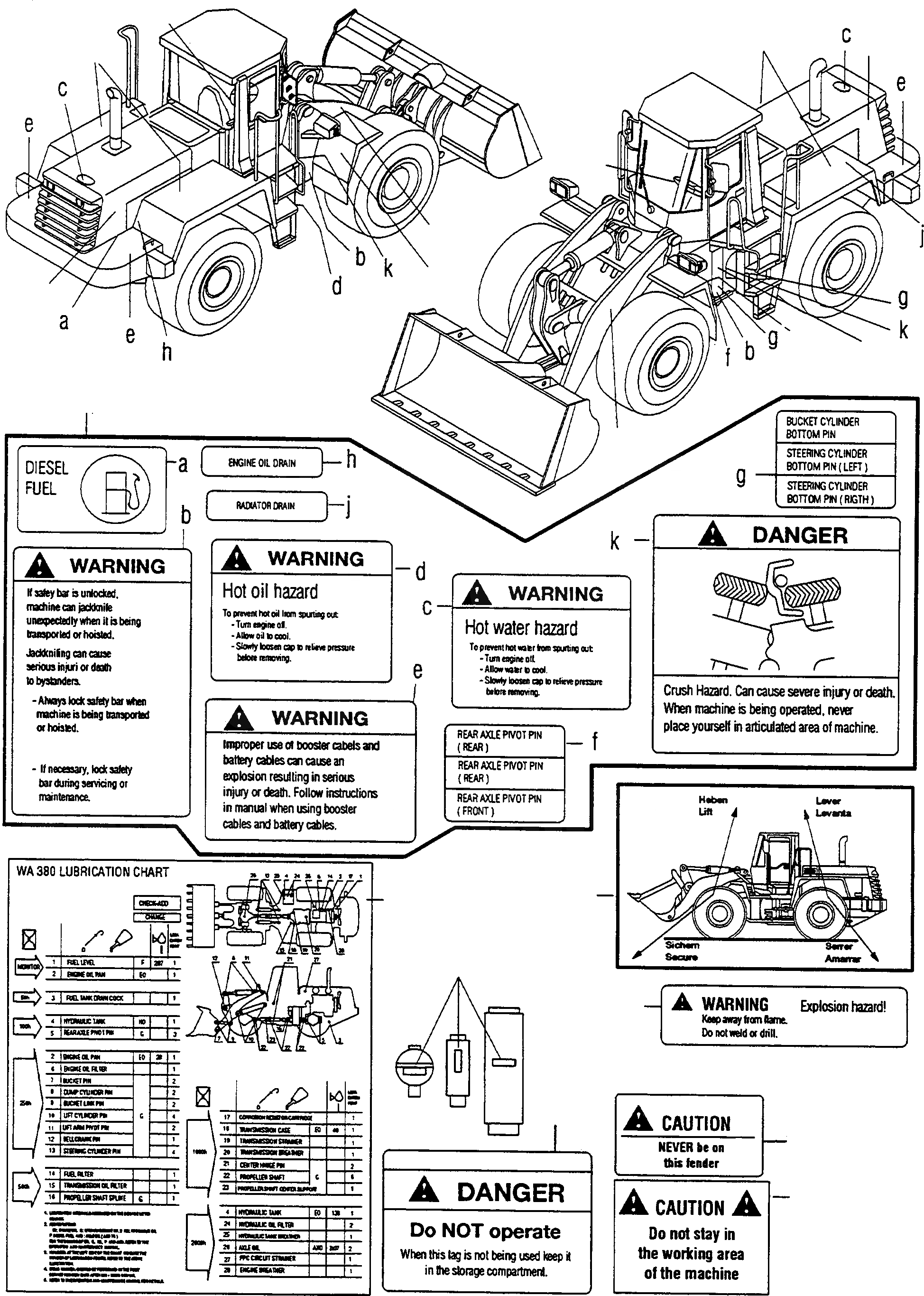 Схема запчастей Komatsu WA380-3 active - ТАБЛИЧКИS, АНГЛ. ИНСТРУМЕНТ, АКСЕССУАРЫ, БУКВЕНН.