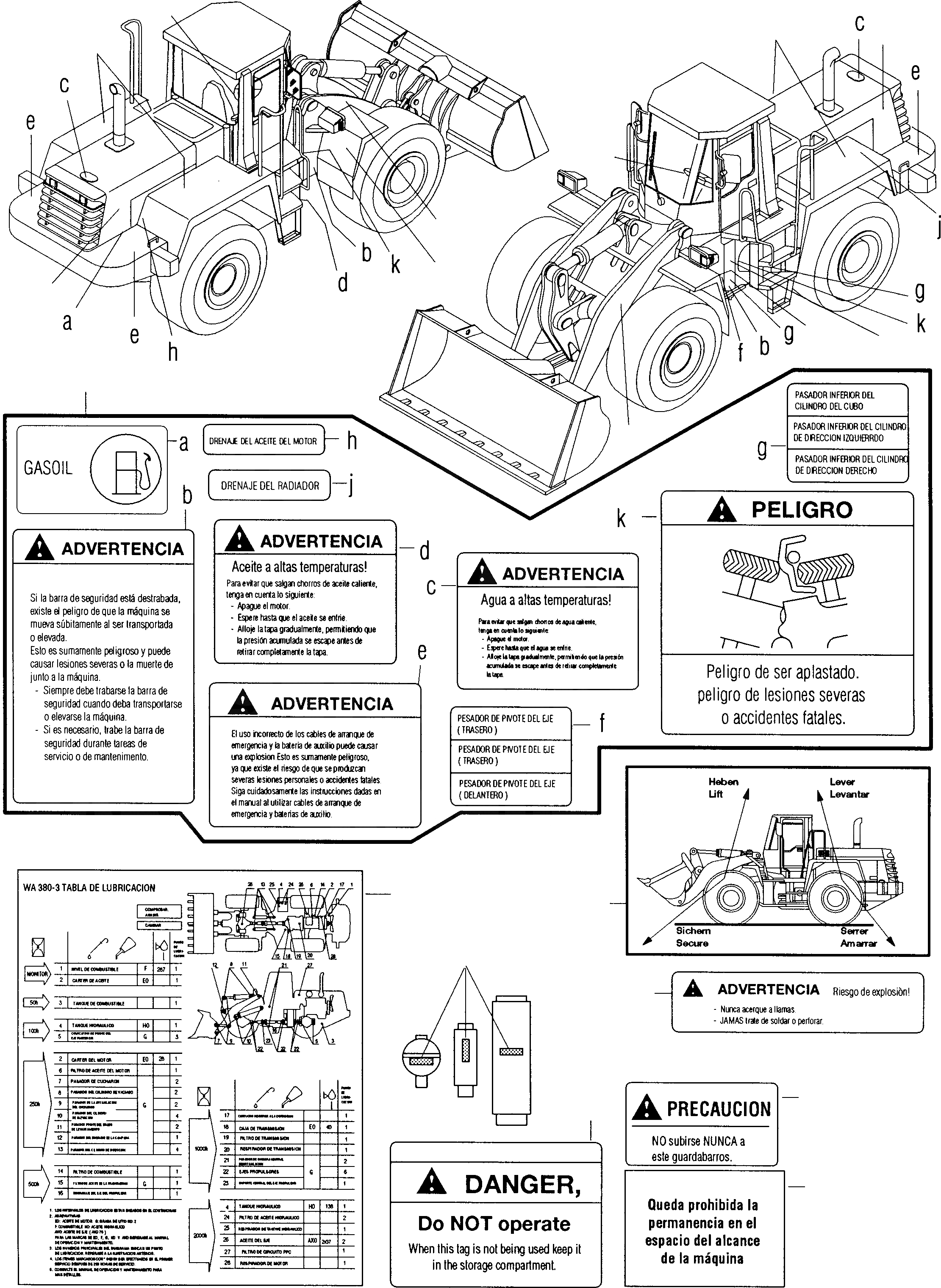 Схема запчастей Komatsu WA380-3 active - ТАБЛИЧКИS, ИСПАНИЯ ИНСТРУМЕНТ, АКСЕССУАРЫ, БУКВЕНН.