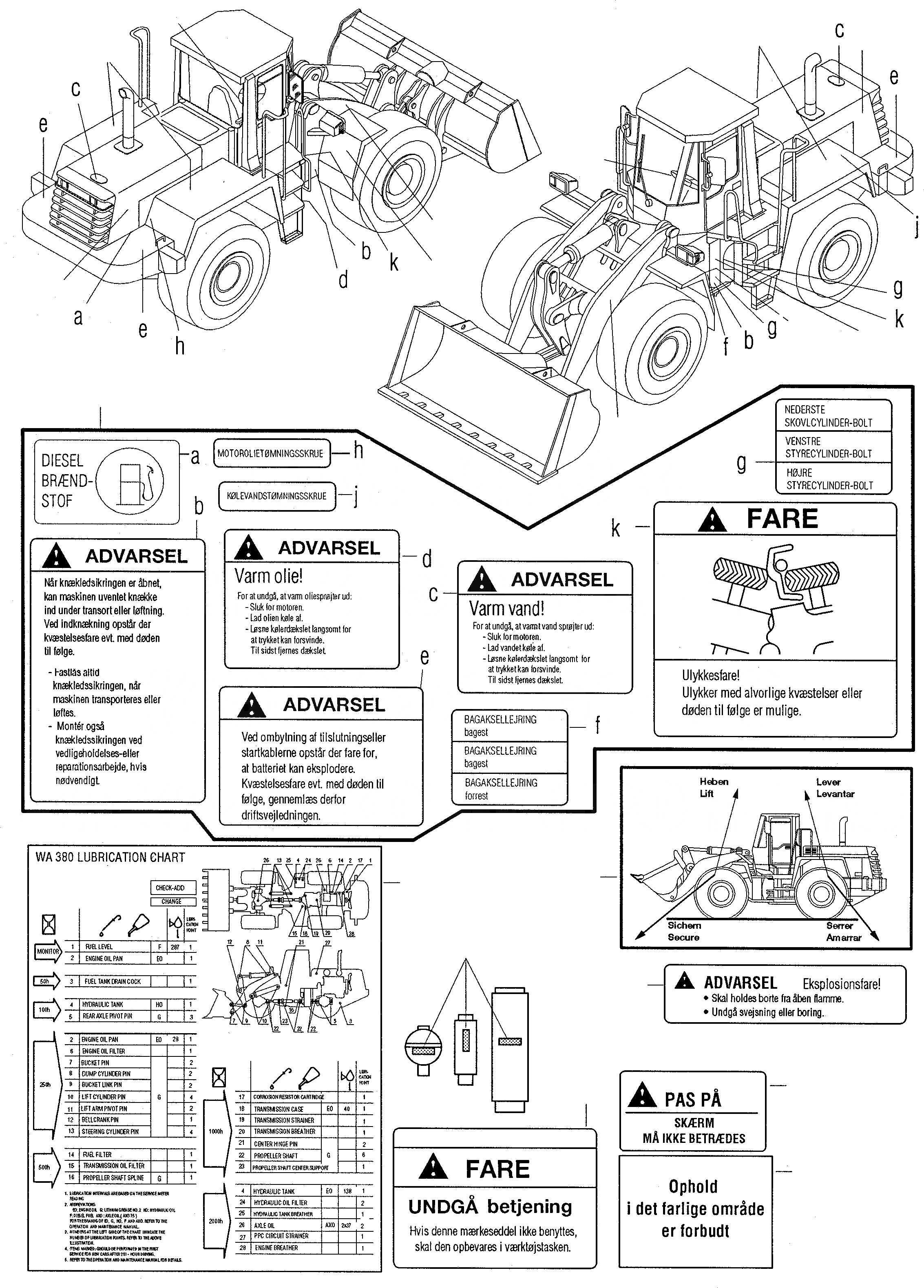 Схема запчастей Komatsu WA380-3 active - ТАБЛИЧКИS, DANISH ИНСТРУМЕНТ, АКСЕССУАРЫ, БУКВЕНН.