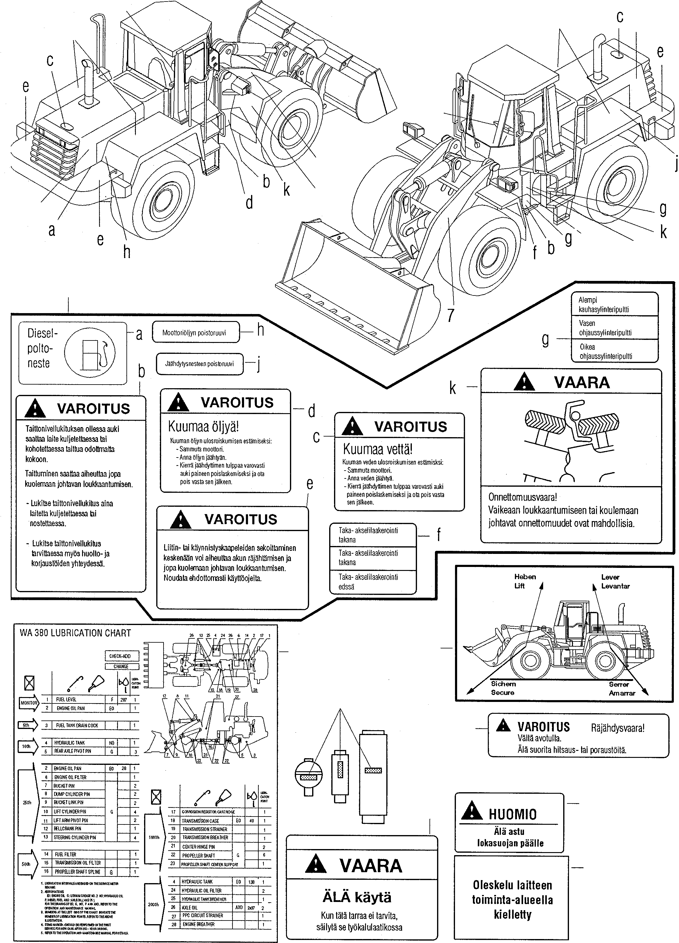 Схема запчастей Komatsu WA380-3 active - ТАБЛИЧКИS, FINNISH ИНСТРУМЕНТ, АКСЕССУАРЫ, БУКВЕНН.