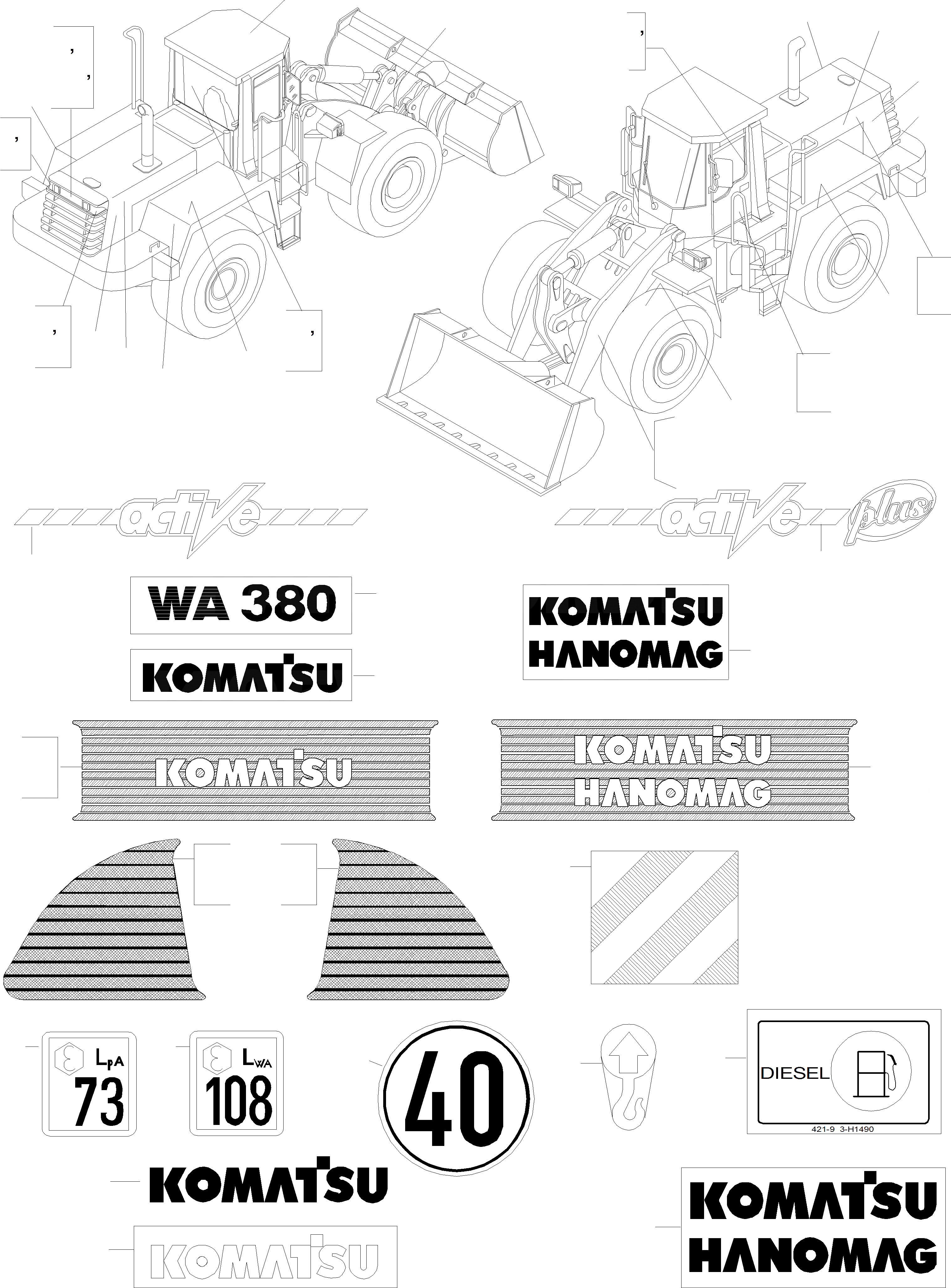 Схема запчастей Komatsu WA380-3 active - БУКВЕНН. ИНСТРУМЕНТ, АКСЕССУАРЫ, БУКВЕНН.