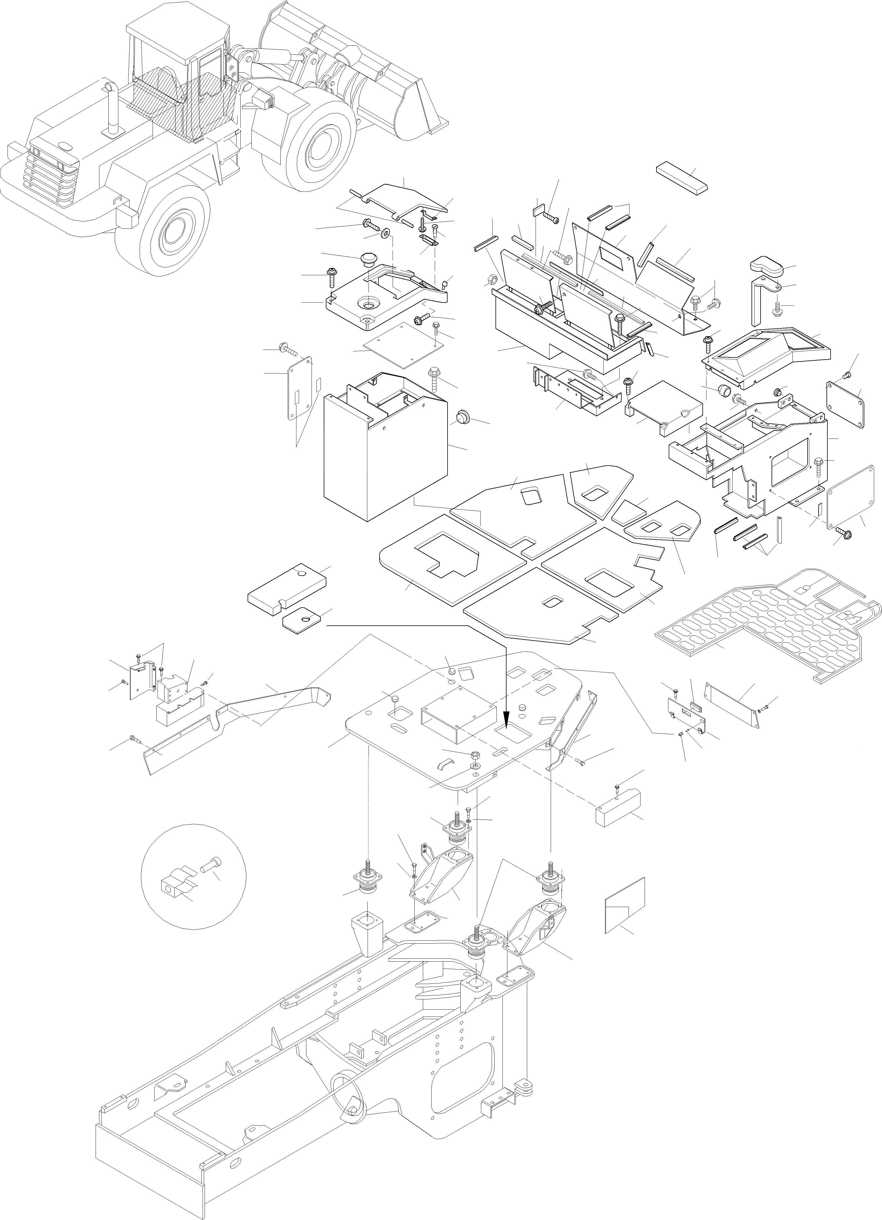 Схема запчастей Komatsu WA380-3 active - ПЛАТФОРМА, ATTACHING ЧАСТИ РАМА