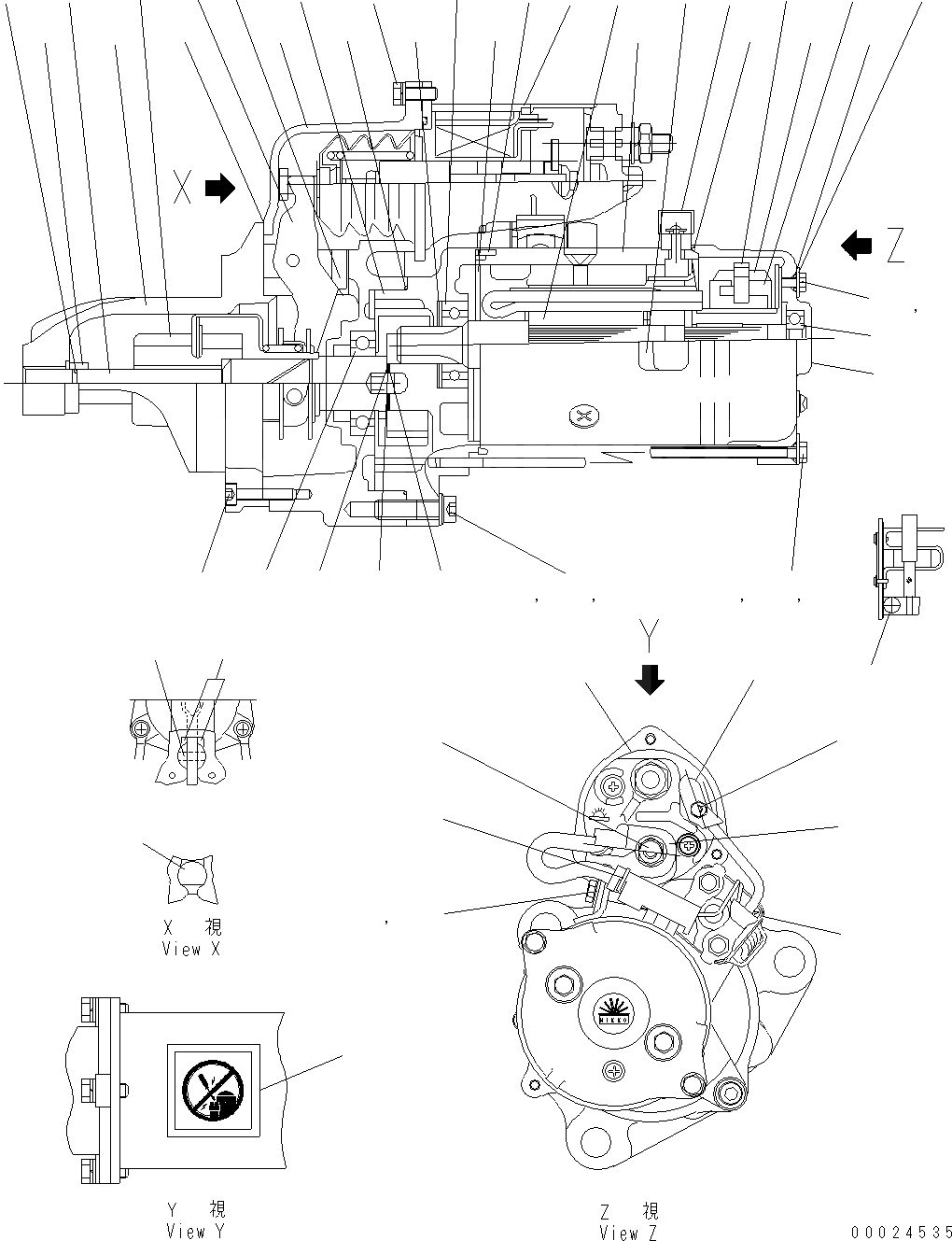 Схема запчастей Komatsu WA380-5 - СТАРТЕР (7.KW) (ВНУТР. ЧАСТИ)(№88-) AA ДВИГАТЕЛЬ