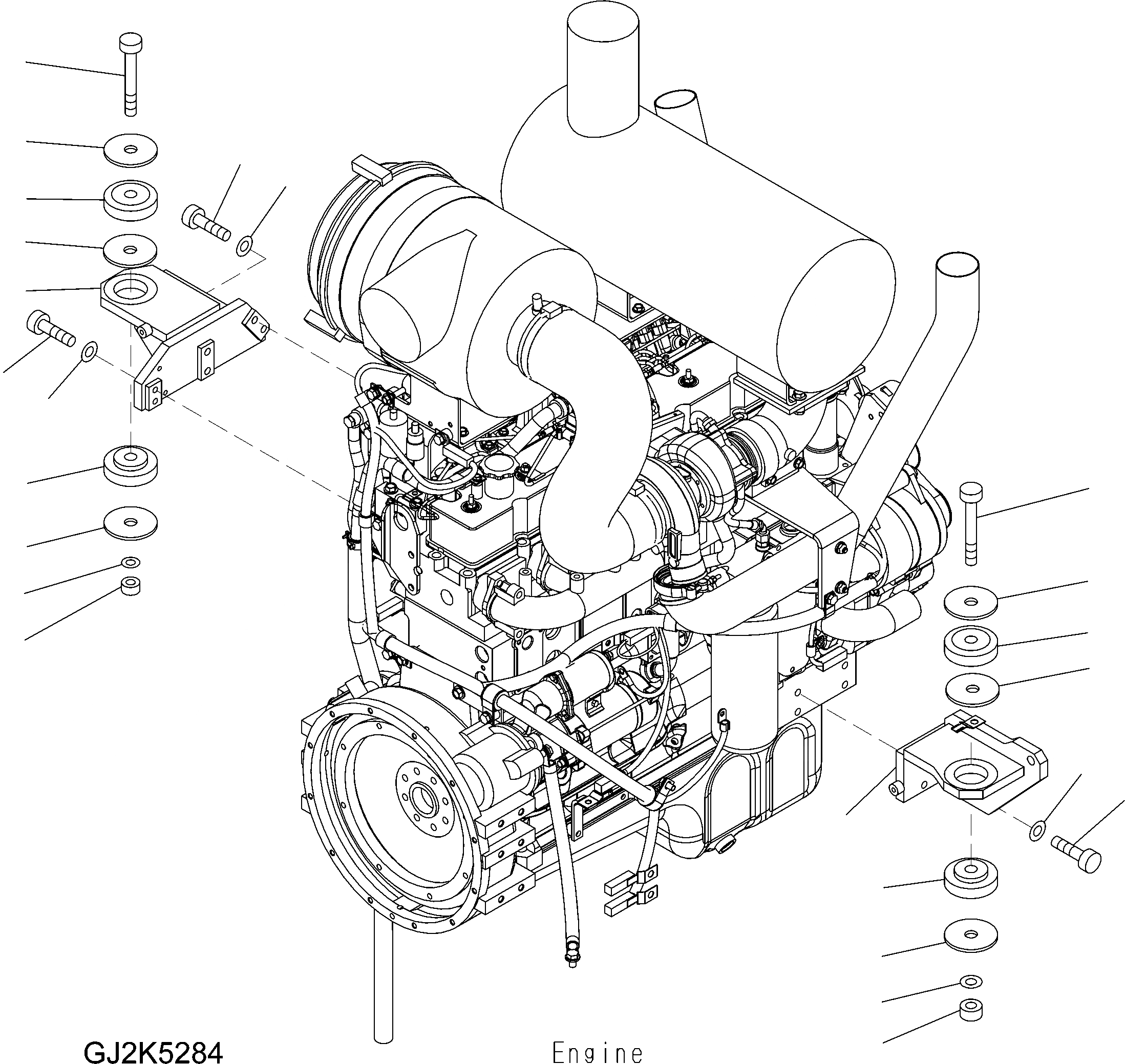 Схема запчастей Komatsu WA380-5 - КРЕПЛЕНИЕ ДВИГАТЕЛЯ B КОМПОНЕНТЫ ДВИГАТЕЛЯ