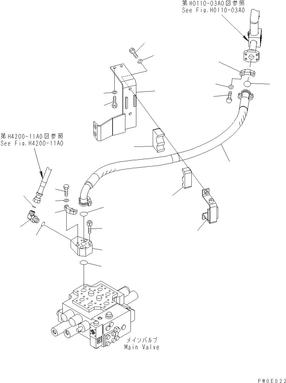 Схема запчастей Komatsu WA380-5 - ГИДРОЛИНИЯ (ВОЗВРАТНАЯ ЛИНИЯ) (ДЛЯ E.C.S.S.) H ГИДРАВЛИКА